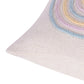 20" Cream Blue And Pink Abstract Cotton Throw Pillow Cover with Fringe Embroidery And Texture