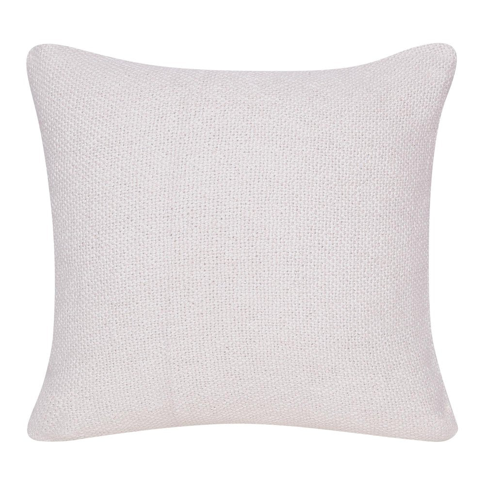 20" Cream Blue And Pink Abstract Cotton Throw Pillow Cover with Fringe Embroidery And Texture