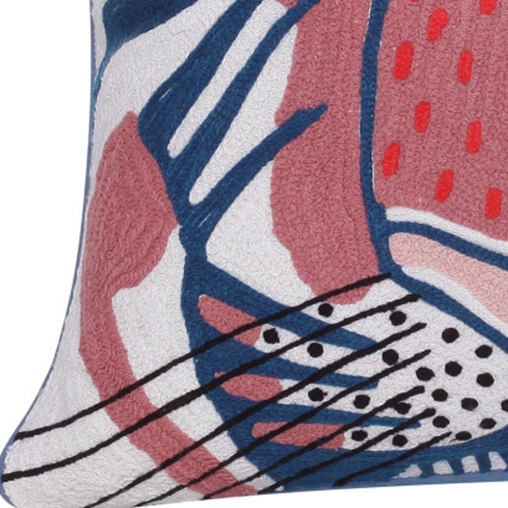 20" Red And Blue Cotton Throw Pillow Cover