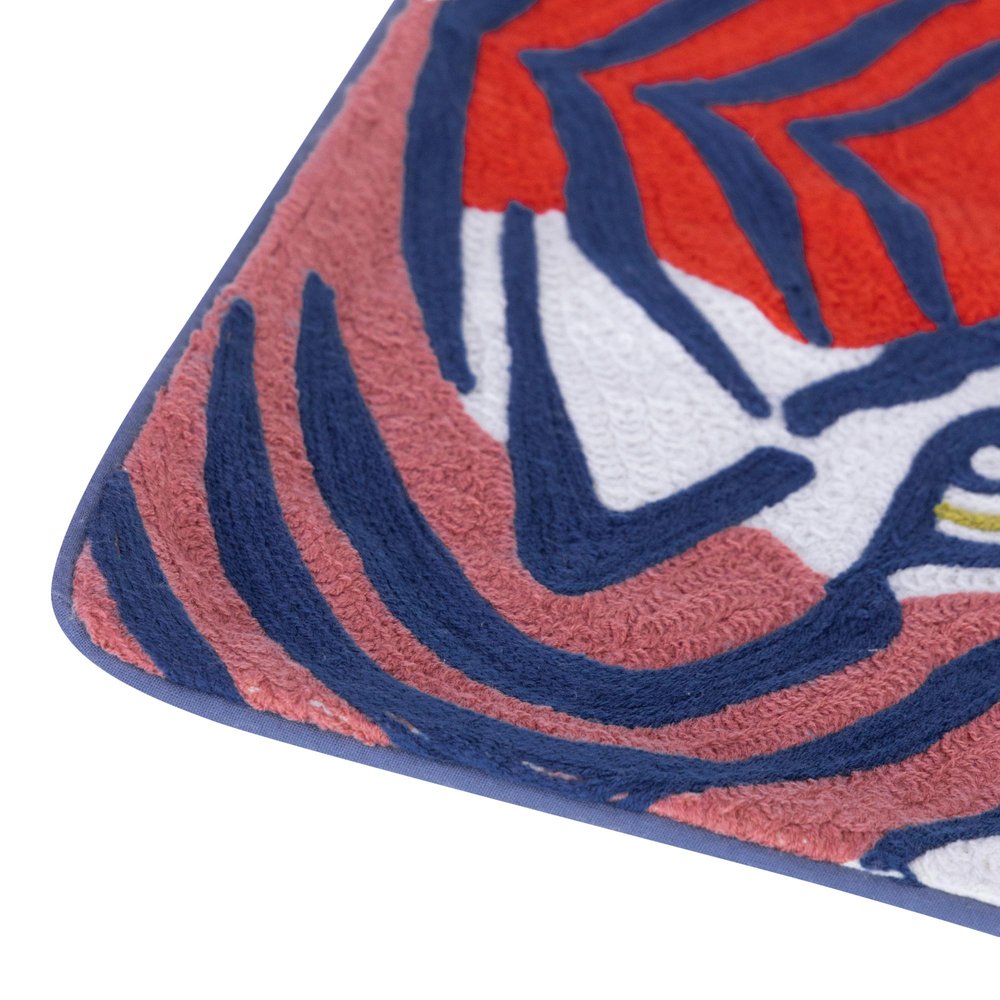 20" Red And Blue Cotton Throw Pillow Cover