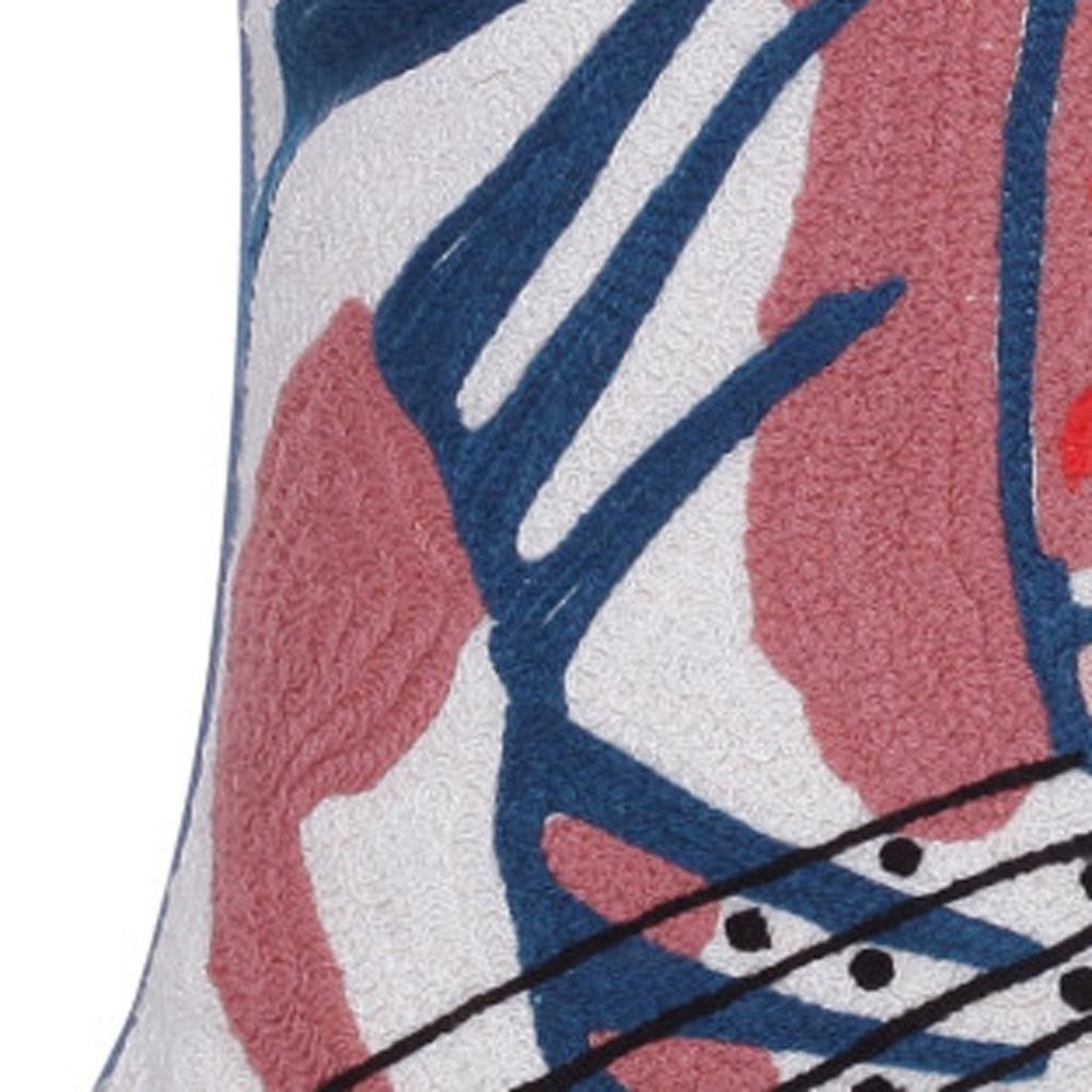 20" Red And Blue Cotton Throw Pillow Cover