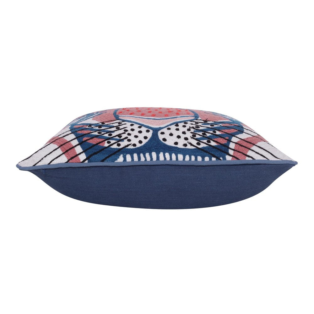 20" Red And Blue Cotton Throw Pillow Cover