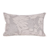 16" X 24" Beige And Gray Lumbar Floral Linen Throw Pillow Cover