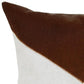 20" Ivory And Brown Color Block Faux Leather Throw Pillow Cover