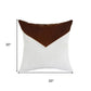 20" Ivory And Brown Color Block Faux Leather Throw Pillow Cover