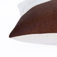 20" Ivory And Brown Color Block Faux Leather Throw Pillow Cover