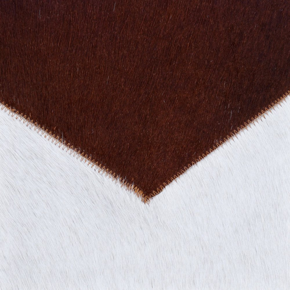 20" Ivory And Brown Color Block Faux Leather Throw Pillow Cover