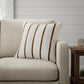 20" Ivory And Brown Striped Faux Leather Throw Pillow Cover