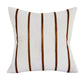 20" Ivory And Brown Striped Faux Leather Throw Pillow Cover
