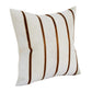 20" Ivory And Brown Striped Faux Leather Throw Pillow Cover