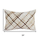 16" X 24" Ivory And Brown Lumbar Check Faux Leather Throw Pillow Cover