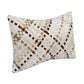 16" X 24" Ivory And Brown Lumbar Check Faux Leather Throw Pillow Cover