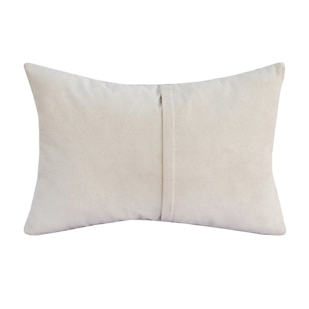 16" X 24" Ivory And Brown Lumbar Check Faux Leather Throw Pillow Cover