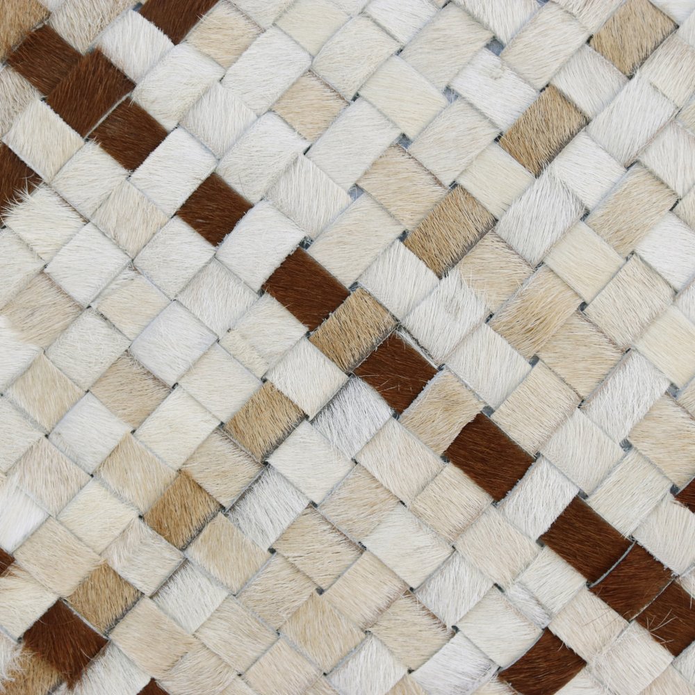 16" X 24" Ivory And Brown Lumbar Check Faux Leather Throw Pillow Cover