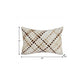 16" X 24" Ivory And Brown Lumbar Check Faux Leather Throw Pillow Cover