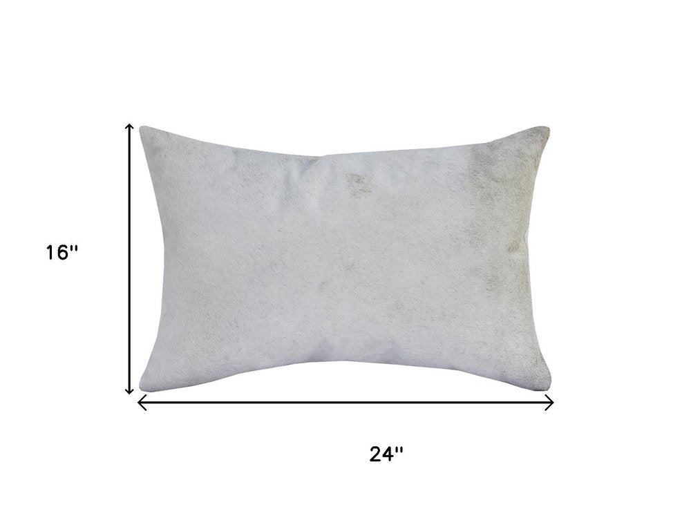 16" X 24" Ivory Lumbar Faux Leather Throw Pillow Cover