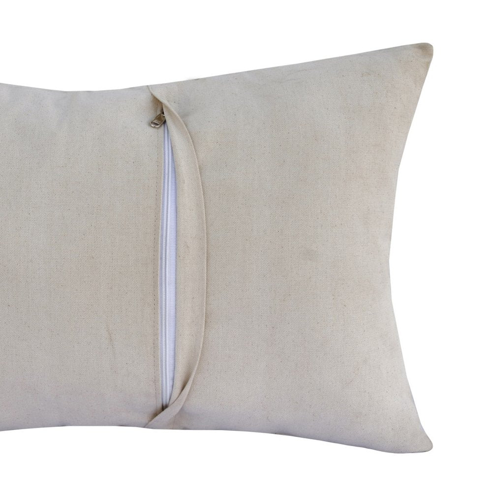 16" X 24" Ivory Lumbar Faux Leather Throw Pillow Cover