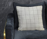 20" Ivory And Black Check Linen Throw Pillow Cover