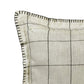 20" Ivory And Black Check Linen Throw Pillow Cover