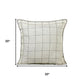 20" Ivory And Black Check Linen Throw Pillow Cover