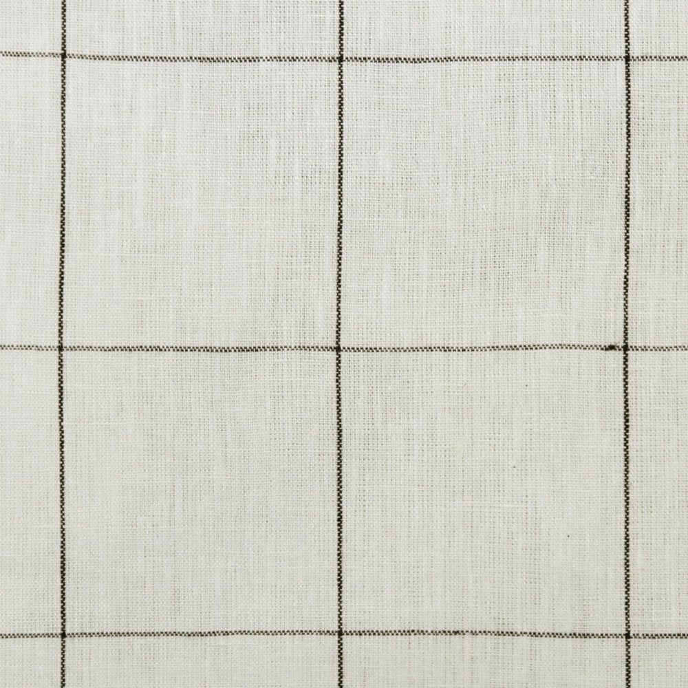 20" Ivory And Black Check Linen Throw Pillow Cover