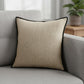 20" Tan And Black Linen Throw Pillow Cover
