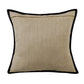20" Tan And Black Linen Throw Pillow Cover
