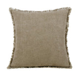 20" Brown And Beige Linen Throw Pillow Cover with Fringe