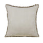 20" Brown And Beige Linen Throw Pillow Cover with Fringe