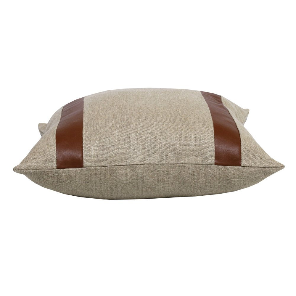 20" Beige And Brown Striped Linen Throw Pillow Cover