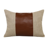 14" X 20" Tan And Brown Lumbar Striped Linen Throw Pillow Cover