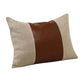 14" X 20" Tan And Brown Lumbar Striped Linen Throw Pillow Cover