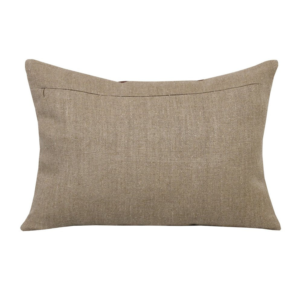 14" X 20" Tan And Brown Lumbar Striped Linen Throw Pillow Cover