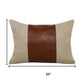 14" X 20" Tan And Brown Lumbar Striped Linen Throw Pillow Cover