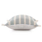 20" Blue And Ivory Striped Throw Pillow Cover with Fringe