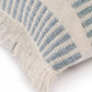 20" Blue And Ivory Striped Throw Pillow Cover with Fringe
