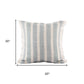 20" Blue And Ivory Striped Throw Pillow Cover