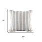 20" Blue And Ivory Striped Throw Pillow Cover with Fringe