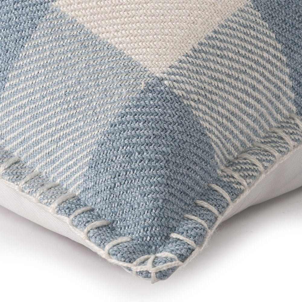 20" Blue And Ivory Plaid Throw Pillow Cover