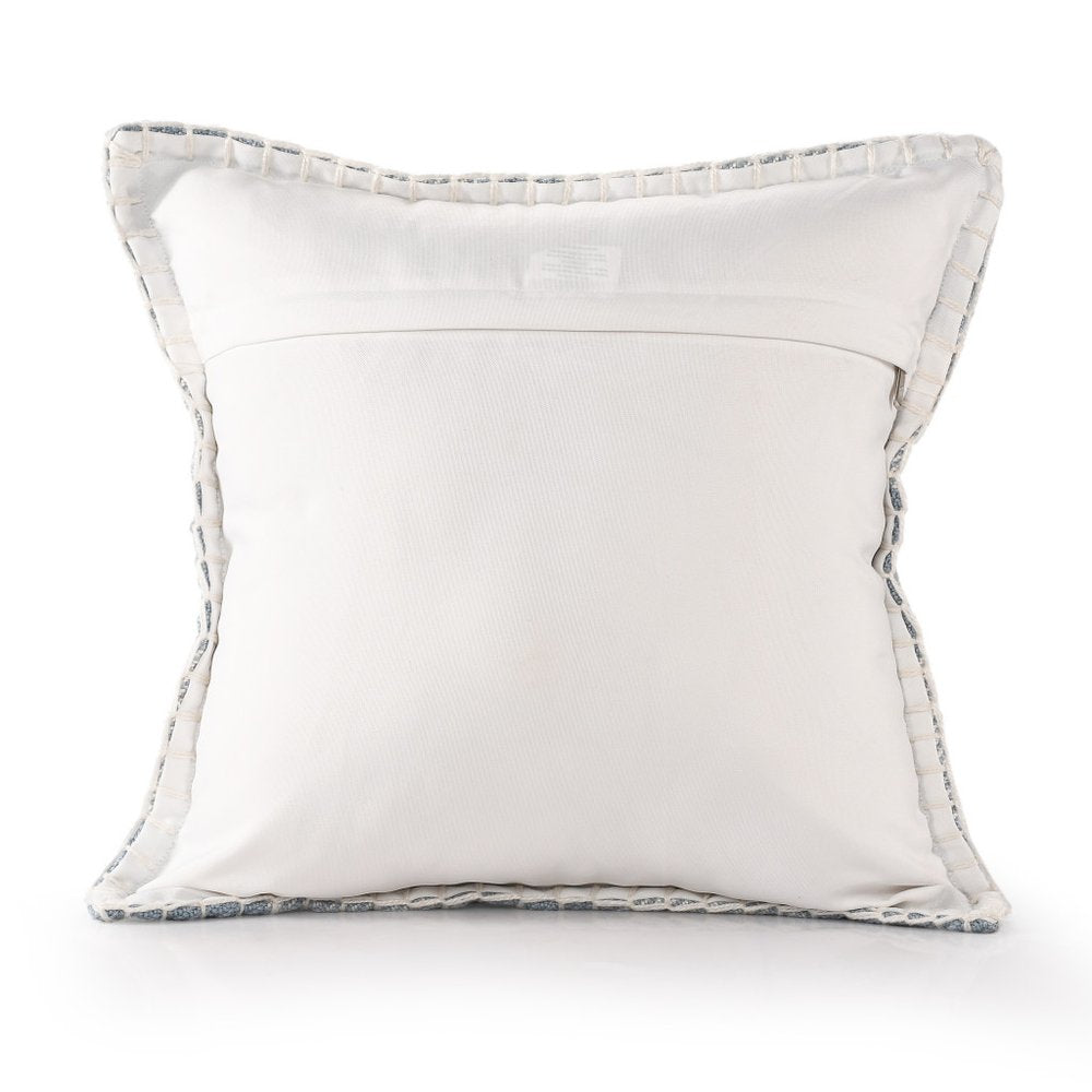 20" Blue And Ivory Plaid Throw Pillow Cover