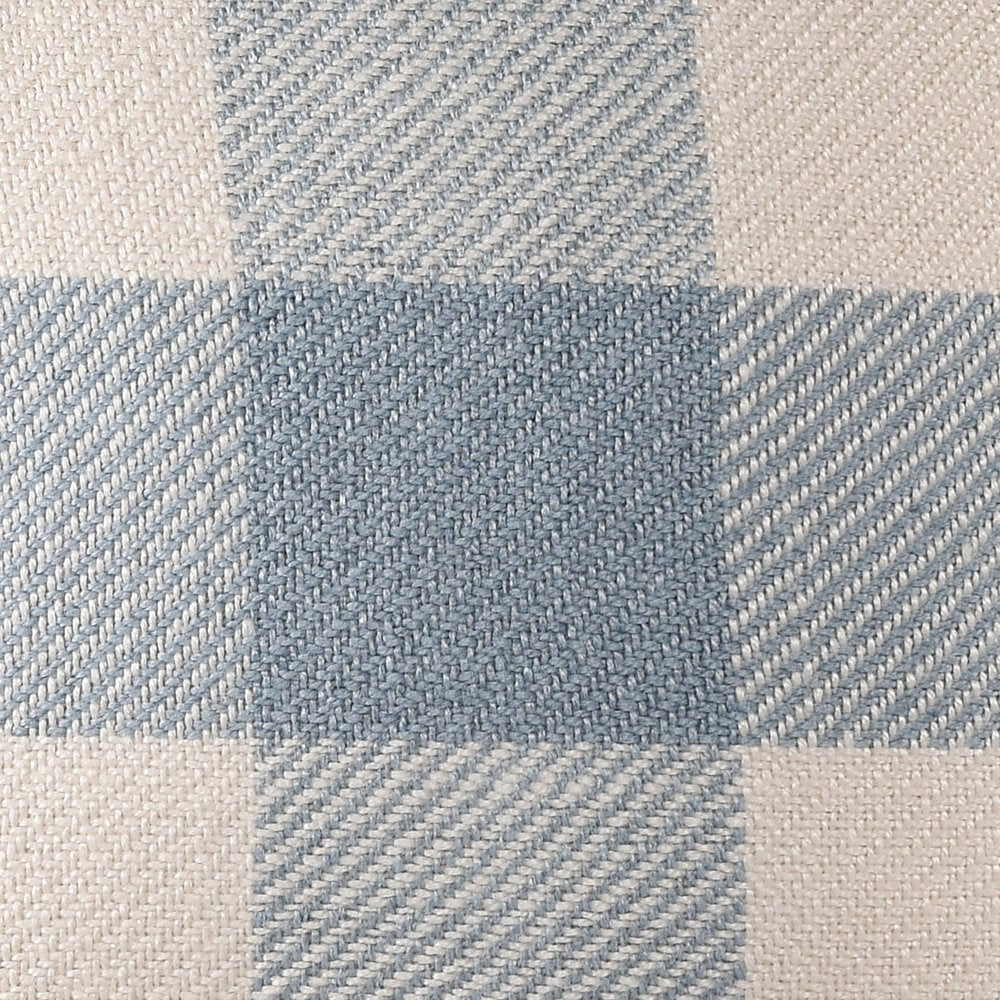 20" Blue And Ivory Plaid Throw Pillow Cover