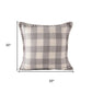 20" Light Gray And Ivory Plaid Throw Pillow Cover