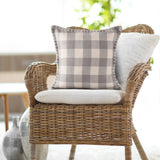 20" Light Gray And Ivory Plaid Throw Pillow Cover