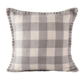 20" Blue And Ivory Plaid Throw Pillow Cover