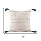 20" Ivory And Blue Geometric Throw Pillow Cover