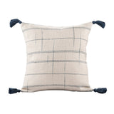 20" Blue And Ivory Beach Geometric Throw Pillow Cover with Tassels