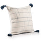 20" Blue And Ivory Beach Geometric Throw Pillow Cover with Tassels