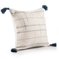 20" Ivory And Blue Geometric Throw Pillow Cover
