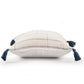20" Blue And Ivory Beach Geometric Throw Pillow Cover with Tassels