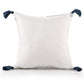 20" Blue And Ivory Beach Geometric Throw Pillow Cover with Tassels